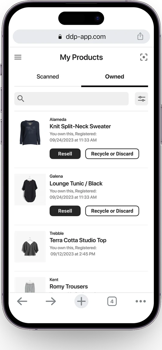 Owned items, resell or recycle