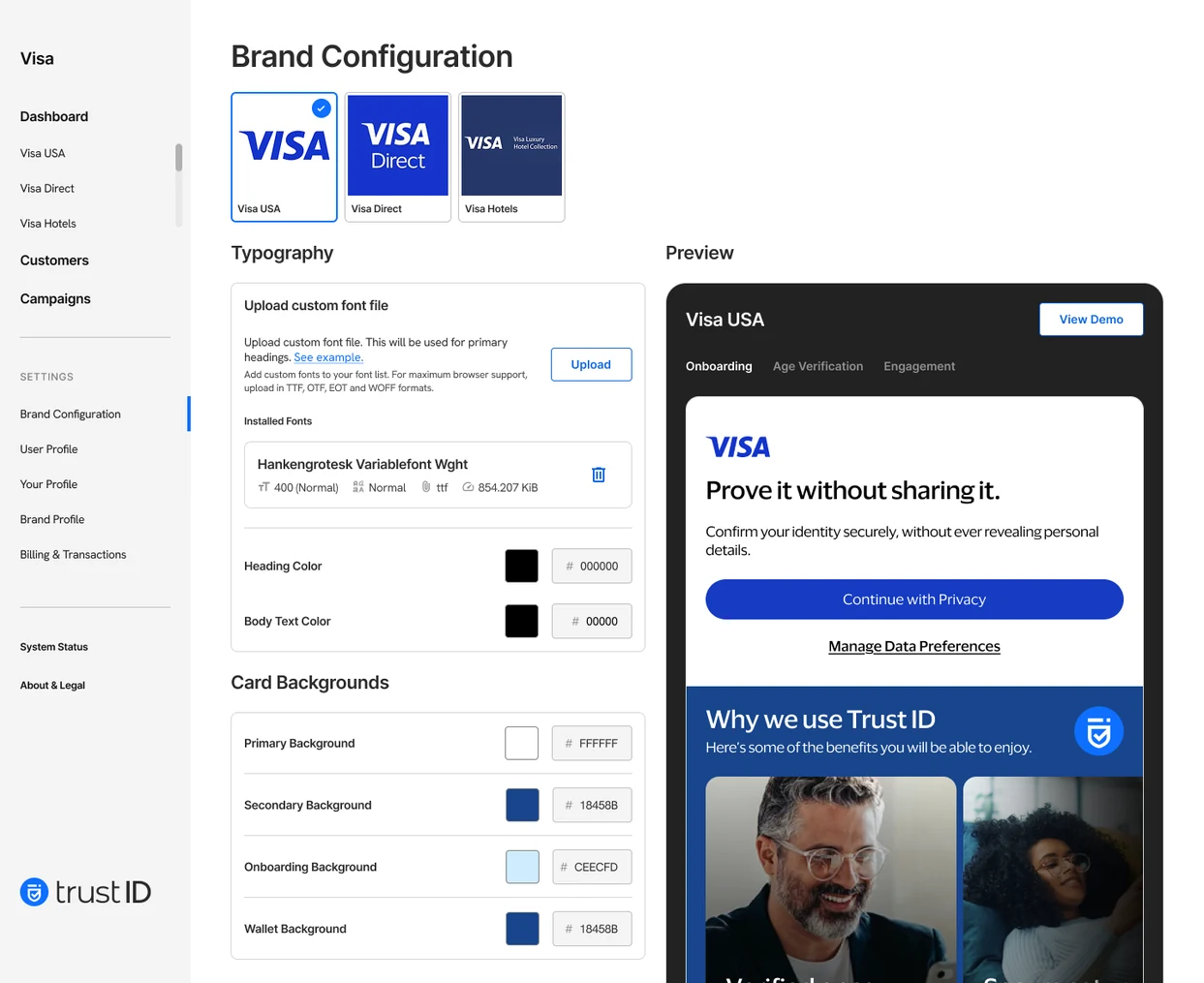 Brand config beside live preview